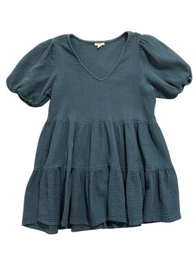 a.n.a Washed Indigo Blue Textured Tunic